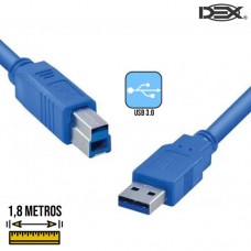 Cabo USB 3.0 AM/BM 1,8 Mts c/ Filtro para Impressora Dex C-318